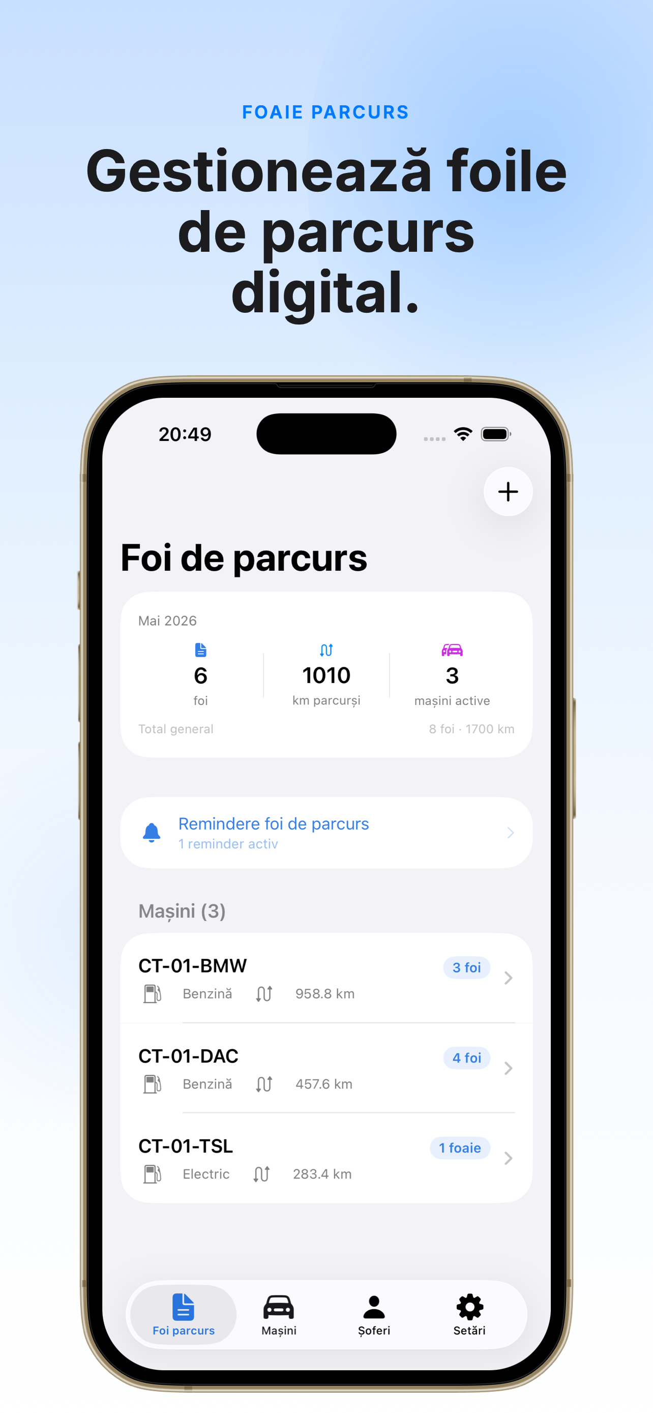 Foaie Parcurs — ecranul principal